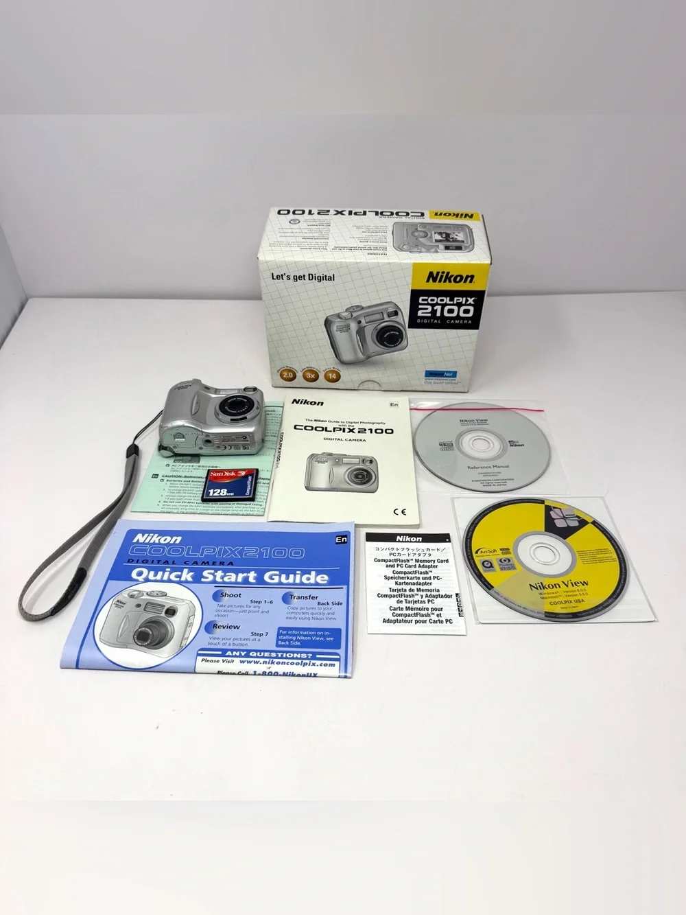 Nikon COOLPIX 2100 2MP Digital Camera 3x Digital Zoom + 128 Compact Flash Card